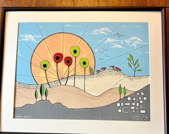 Original Acrylic Abstract Painting Titled Sunny Poppies by Scott Dergins