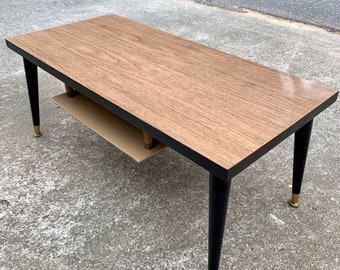 Vintage Mid Mod Shelf Cocktail Table With Updated Finish