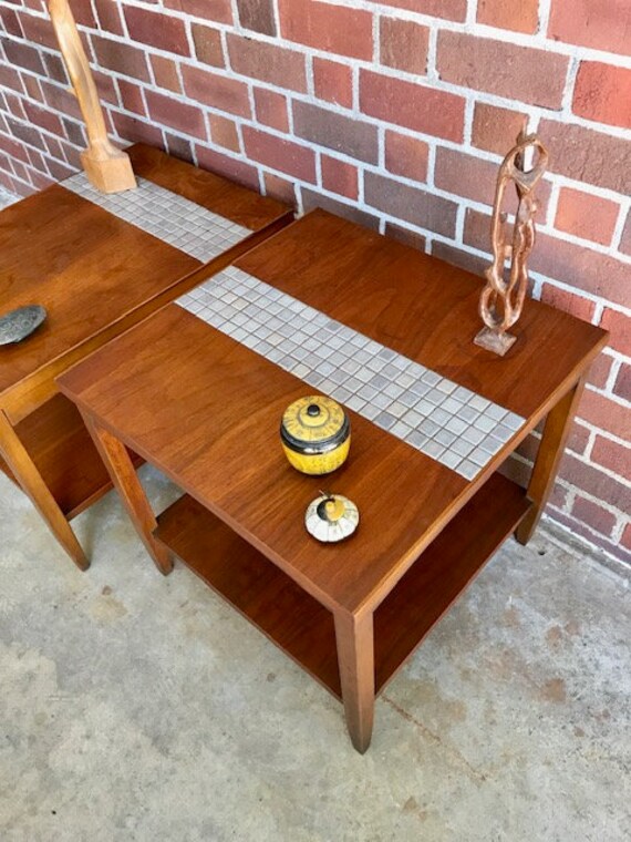 Pair Of Lane Monte Carlo Walnut End Tables With Tile Inset - Mersman Coffee Table 25 43 Pair Of Lane Monte Carlo Walnut End Tables With Tile Inset - Mersman Coffee Table 25 43