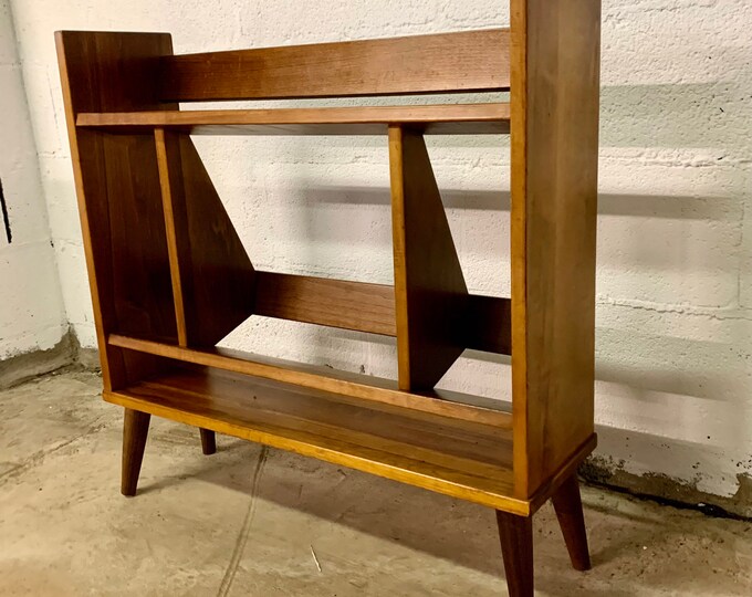Mid Century Modern Solid Wood Open Shelf Book Case Etsy