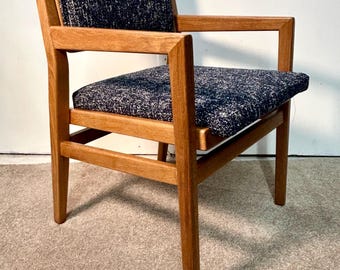 Cool MCM Oak Armchair with Nubby Fabric (See shipping info in the description)