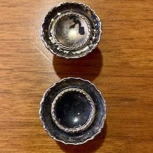 Pair of Vintage Chrome and Black Lacy Drawer Knobs