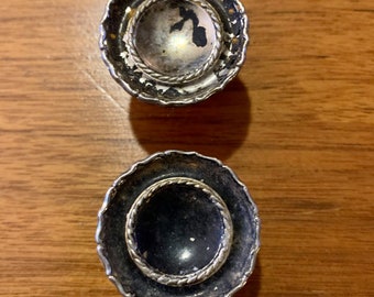 Pair of Vintage Chrome and Black Lacy Drawer Knobs