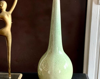 Tall Raku Ceramic Trumpet Shaped Vase