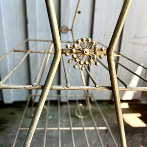 Vintage Brass or Chrome Wire Display Shelf with Rosettes (See shipping info in the description)