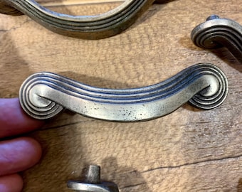 Pair of Solid Cast Scroll Shaped Pulls 3&quot; Centers