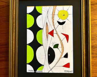 Original Pen and Ink and Acrylic Wall Art Titled Calder Garden by Scott Dergins