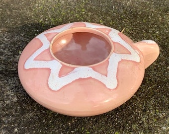 Cool Pink Glazed Ceramic Vase With Handle bg Hahn USA