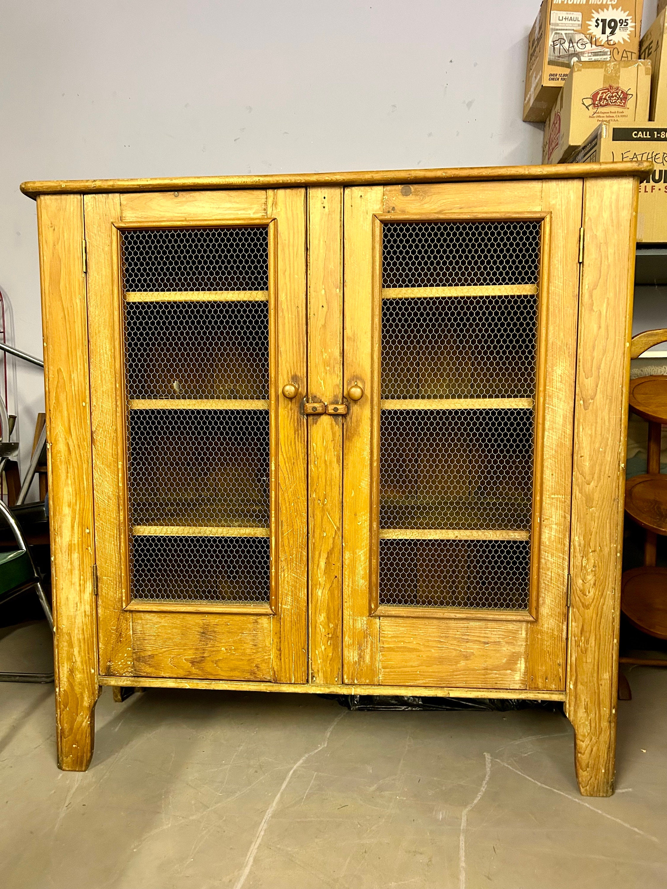 Antique Rustic Pie Safe Cabinet With Chicken Wire Doors Etsy