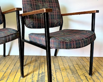 Vintage Pair of Metal and Wood Lounge Chairs (See shipping info in the description)