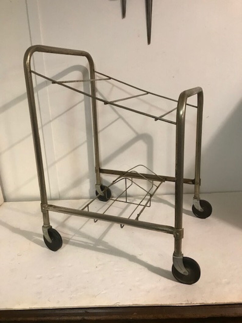 Vintage Mobile Metal Magazine Cart Etsy