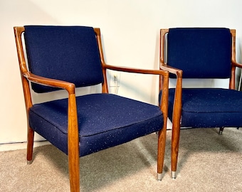 Pair of Vintage MCM Teak Lounge Chairs  (See shipping info in the description)