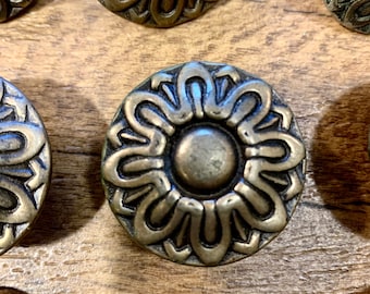 Pair of Cast Antique Silver Finish Rosette Knobs