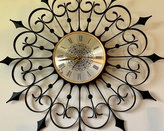 Vintage Mid Mod Elgin Wall Clock Etsy