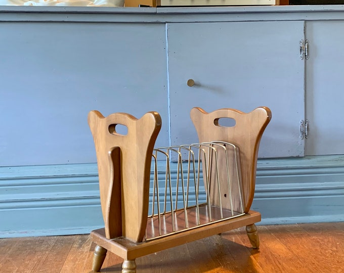 Vintage Solid Wood Record/magazine Holder Etsy