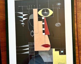 Original Acrylic Framed Abstract Titled Modern Mary by Scott Dergins