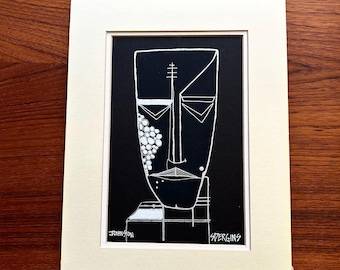 Original Abstract Pen and Ink Drawing Titled Mellow Rainbow by Artist Scott Dergins