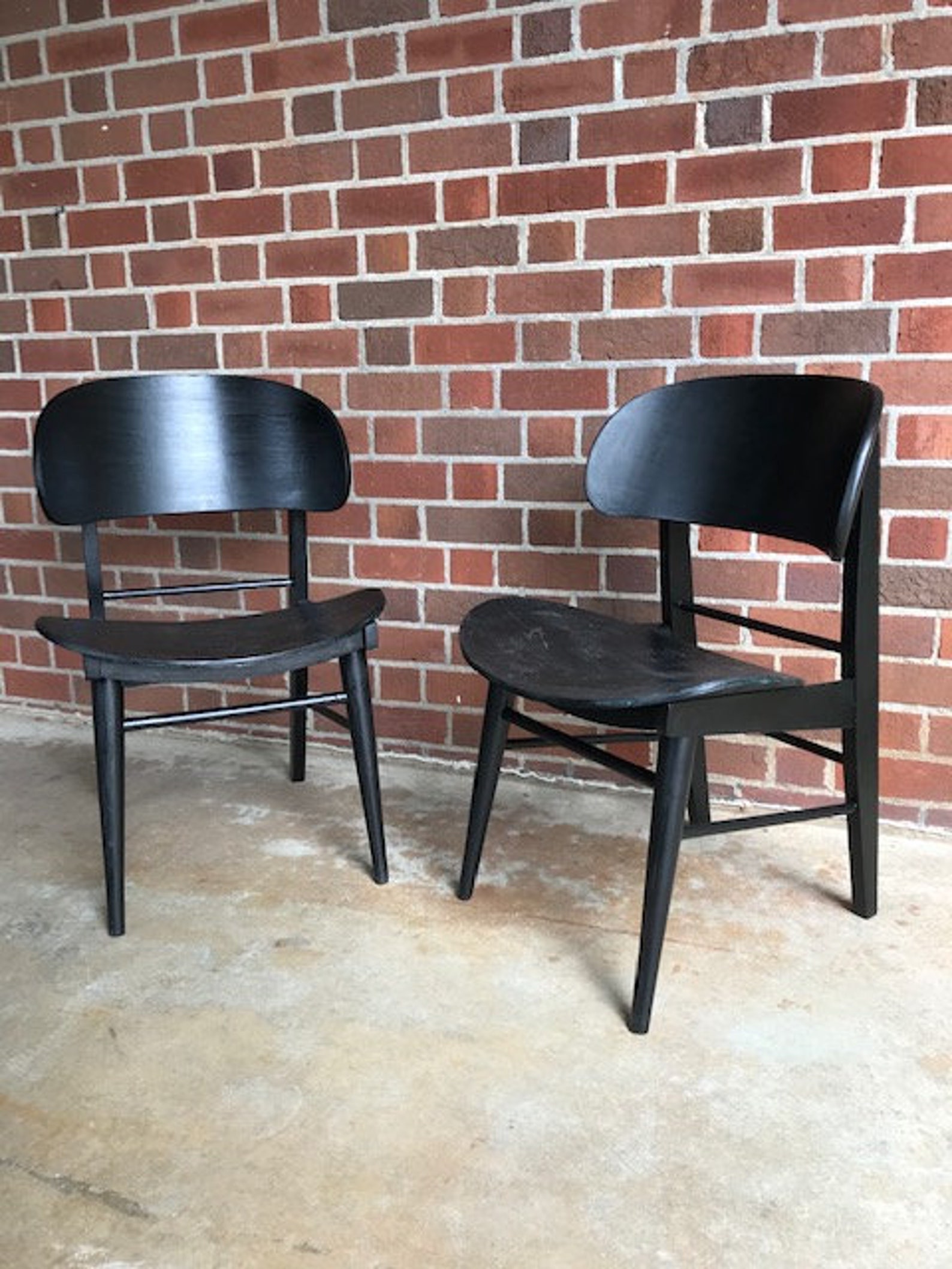 Vintage Pair of Mid Mod Potato Chip Chairs in Black Etsy