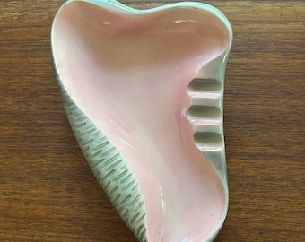 Vintage MCM Shapely Pink Ceramic Ashtray