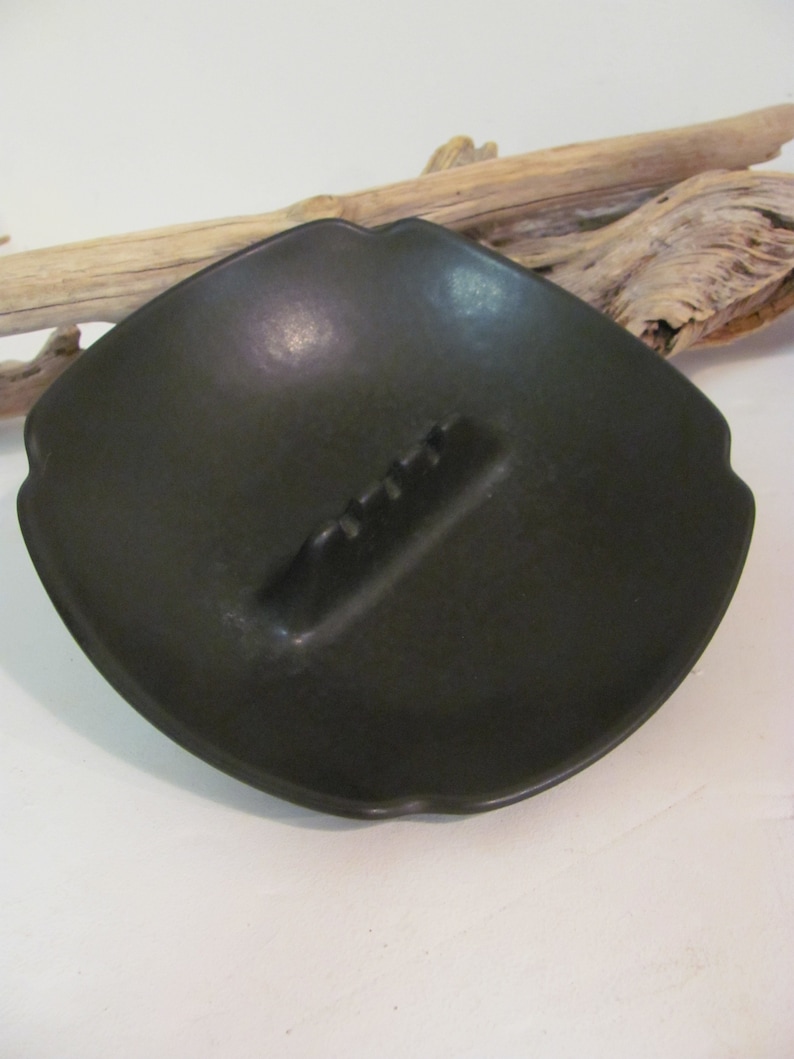 Nice Vintage Black Ceramic Ashtray by Hyalyn