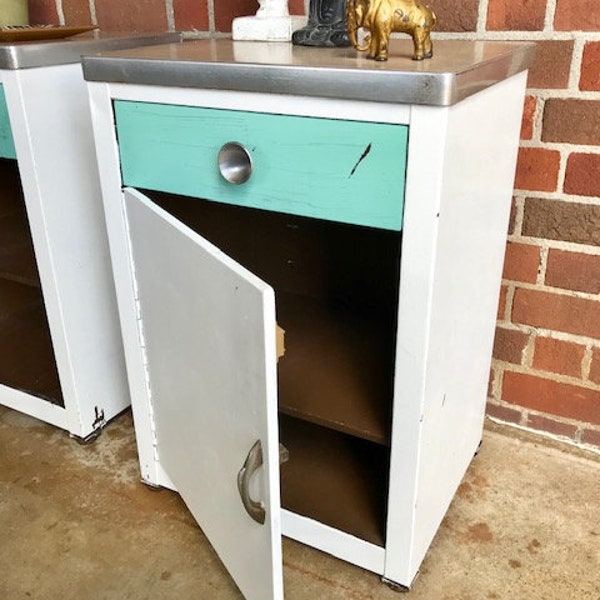 Vintage Metal Shabby Chic Industrial Storage Cabinet