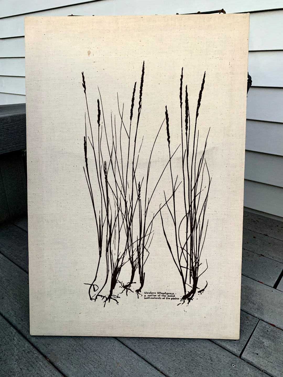 Vintage Silkscreened Stretched Fabric Art of Western Wheat Etsy