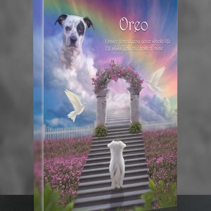 Rainbow Stairs Custom Pet Memorial | Dog - Cat Rainbow Bridge Memorial | Dog Cat Pet Rainbow Bridge | Pet Loss | Personalized Pet Portrait