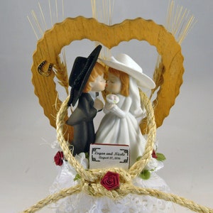 Customized Cowgirl Bride Cowboy Groom Country Western Wedding Cake Topper | Redneck Hillbilly Anniversary Cake Topper