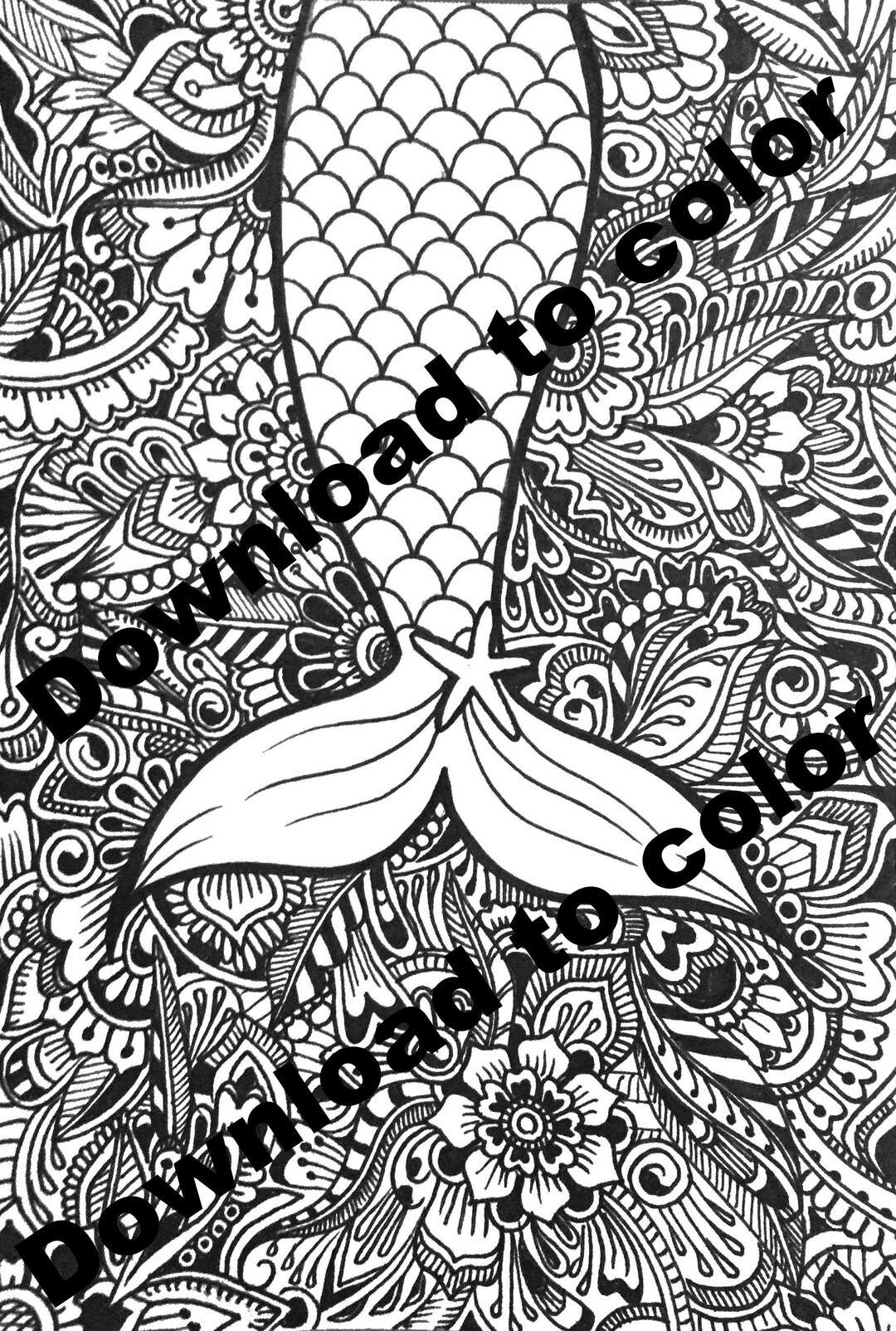 Mermaid Tail Coloring Page - Etsy