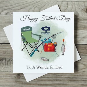 Carte de fête des pères à thème pêche pour papa/grand-père/papa, etc. personnalisée à la main