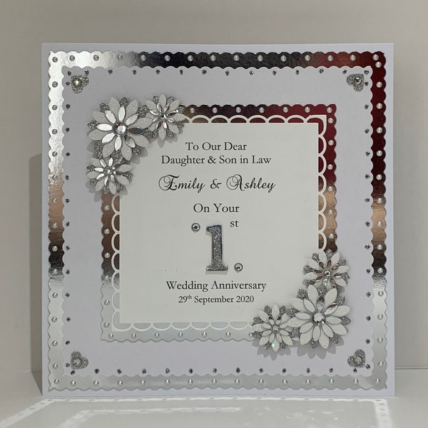 1st First Wedding Anniversary Card for Son/Daughter/Granddaughter/Grandson/Special Couple with envelope or boxed All colours