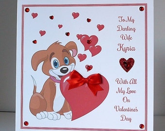 Valentines Day Card Large 8x8 Size Personalised and Handmade