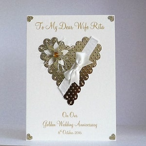 Carte personnalisée 50e anniversaire de mariage en or pour femme/mari A5 avec enveloppe