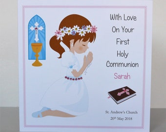 1st Holy Communion/Confirmation Card Daughter/Niece/Goddaughter/Granddaughter etc Personalised Large 8x8 card