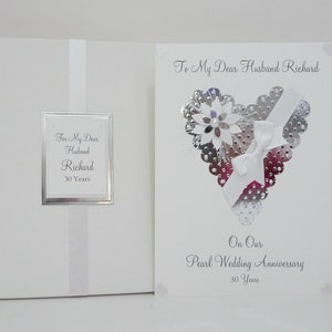 Carte 30e anniversaire de mariage perle femme/mari/grand-père grand-père/amis, etc. personnalisée avec enveloppe ou boîte personnalisée
