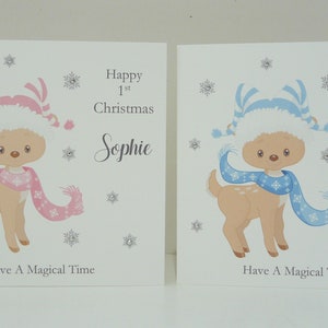 Baby's 1e kerstkaart voor kleindochter/dochter/nichtje enz. Gepersonaliseerd