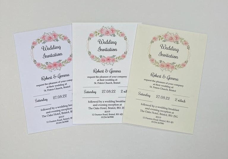 10X Personalised Vintage Wedding Invitations Day Evening Save the Date FL1a 