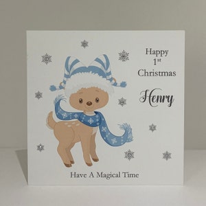 Bebés 1ª Tarjeta de Navidad Rosa o Azul Rosa o Azul Personalizado