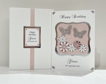 Biglietto Di Auguri 65° Compleanno Per Amica Speciale | Cartolina Floreale Con Farfalle Rosa | Fai Da Te Con Messaggio Personale | Old English Company - 2