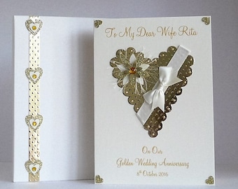 Personalised 50th Golden  Wedding Anniversary Card for Wife/Husband A5 Size