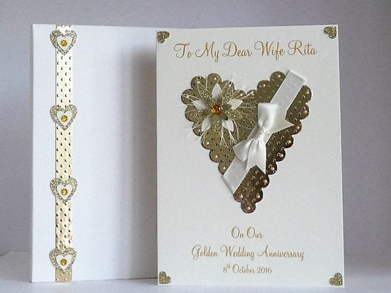 TANWIH Metallkarte Zum 50. Hochzeitstag – Gravur „50 Years Down Forever To Go“, Geschenk Für Die Ehefrau