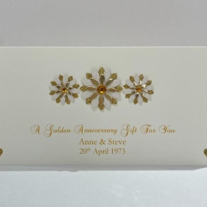 Personalised 50th Golden Wedding Anniversary Money/Gift/Voucher/ticket Wallet Holder with envelope