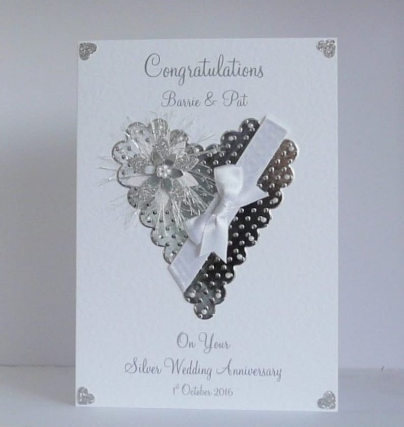 Personalised Silver 25th Wedding Anniversary Card Wife