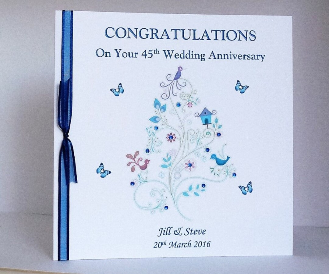 45th/65th Sapphire Wedding Anniversary Card With or Without image