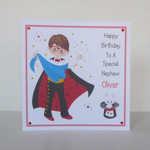 Cartão de aniversário grande mágico filho/neto/afilhado/sobrinho etc personalizado