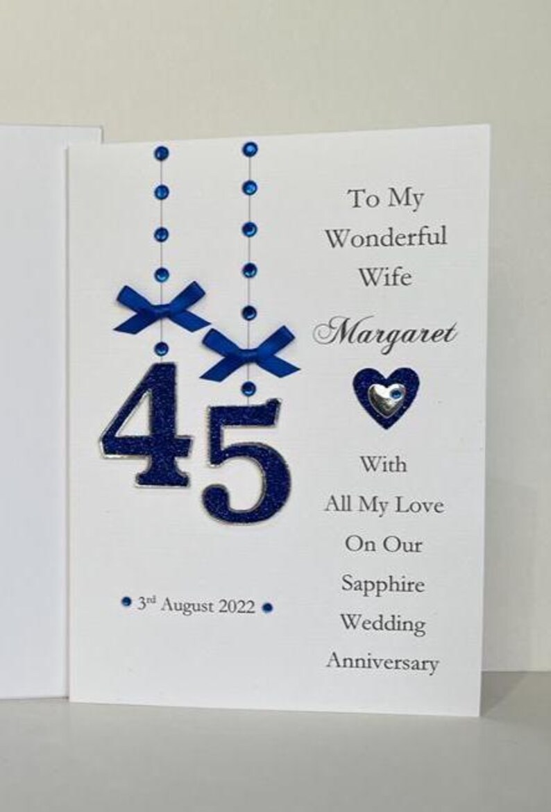 45th Sapphire Wedding Anniversary Card Wife/husband/mum & Dad/friends ...