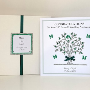 Personalised 55th Emerald Wedding Anniversary Card with envelope or presentation box Wife/Husband/Mum & Dad/Friends etc Customised Large