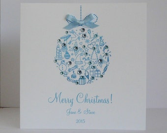 Christmas Card with Gemstones 2024 Personalised