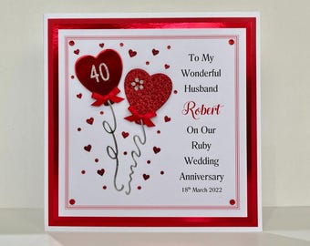 Husband On Our Ruby 40th Champagne Cake Happy Anniversary Card Lovely Verse: Greeting Cards - View #8