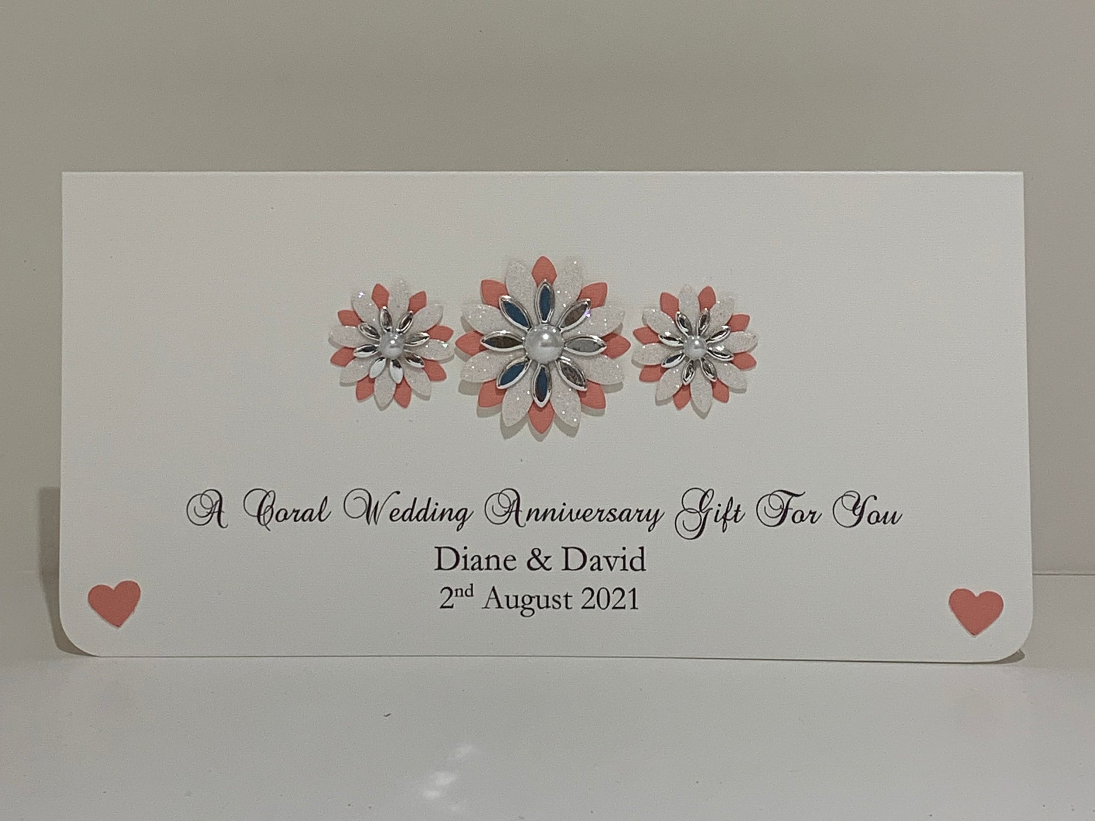 Coral 35th Wedding Anniversary Money/Gift Wallet Personalised